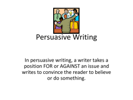 Persuasive Writing - Lakewood City Schools