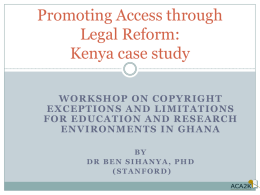 Copyright Exceptions and Limitations: Introduction By Dr