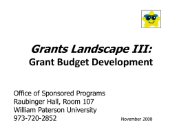 Grants Landscape III: Grant Budget Development