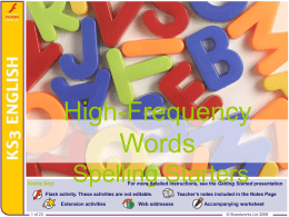 High-Frequency Words Year 7 Spelling Starters