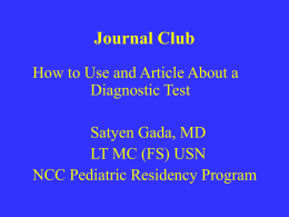 Journal Club - NCC Pediatrics Residency @ Walter Reed Bethesda
