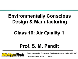 Environmentally Conscious Design & Manufacturing ME592E-1