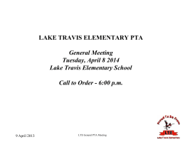 LAKE TRAVIS ELEMENTARY PTA General Meeting Tuesday