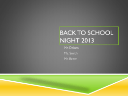 Back to School Night 2012 - Faithful Shepherd Catholic School