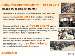 Measurement Week w/c 15th September, 2014