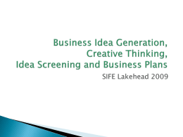 Business Idea Screening and Business Plans