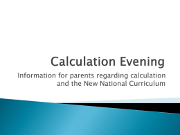 Calculation Evening - Woburn Lower School