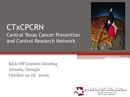 CTxCPCRN The Central Texas Cancer Prevention and Control