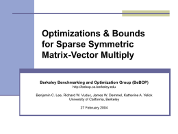 Optimizations & Bounds for Sparse Symmetric Matrix