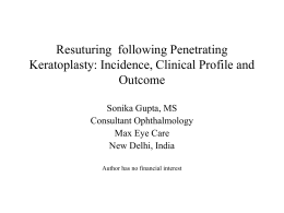 Resuturing following Penetrating Keratoplasty: Incidence