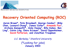 Recovery Oriented Computing