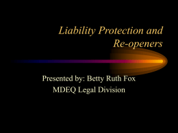 Liability Protection and Re
