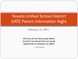 Novato Unified School District GATE Leadership Committee