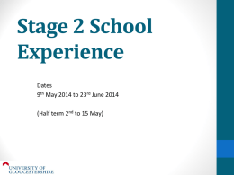 Stage II School Experience - University of Gloucestershire