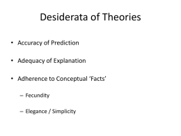 Desiderata of Theories - University of Colorado Boulder