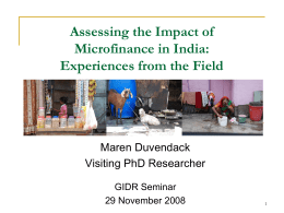 Assessing the Impact of Microfinance: Evidence from India