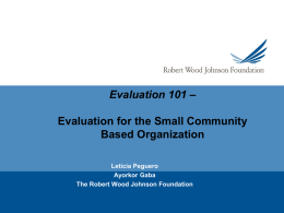 Evaluation 101 – Evaluation for the small community based