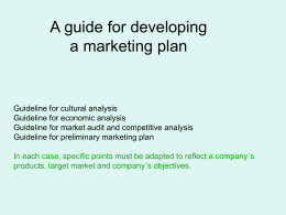A guide for developing a marketing plan