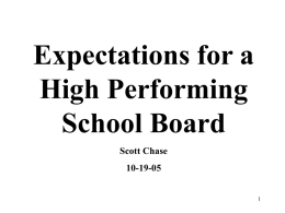 Expectations for a High Performing School Board