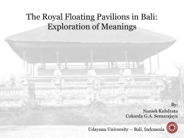 The Royal Floating Pavilions in Bali: Exploration of Meanings