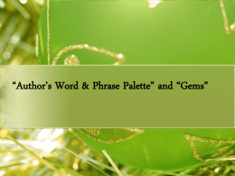 Author’s Word & Phrase Palette” and “Gems”