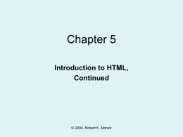 Chapter 5 Intro to HTML