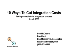 10 Ways To Cut Integration Costs Taking control of the