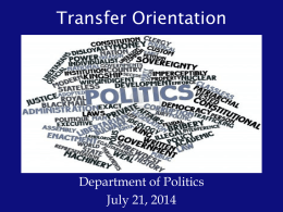 Transfer Orientation - UVA Department of Politics