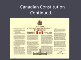 Canadian Constitution Continued