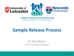 Sample Release Process from CCLG Central Tissue Bank