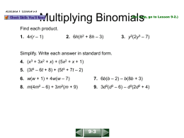Multiplying Binomials - Gateway School District