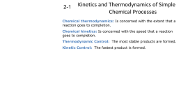 Kinetics and Thermodynamics of Simple Chemical Processes
