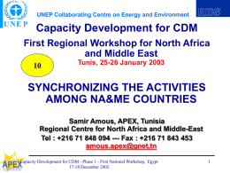 10. Synchronizing the activities among NA&ME countries