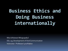 Business Ethics and Doing Business internationally
