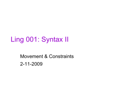 Ling 001: Syntax II