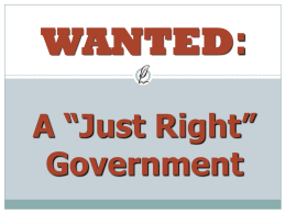 Wanted—a “Just Right” Government
