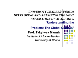 Understanding the Problem in Africa: The Global Context”