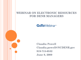Webinar on Electronic Resources for DENR Managers …