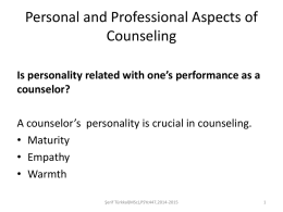 Personal and Professional Aspects of Counseling