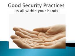 Good Security Practices Its all within your hands