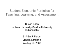 Student Electronic Portfolios for Teaching, Learning, and