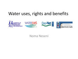 Water uses, rights and benefits - AGW