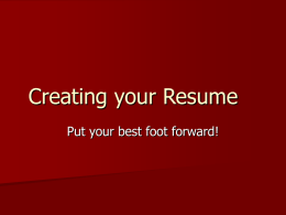 Creating your Resume - Brookfield High School
