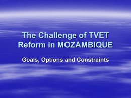 The Challenge of TVET Reform in MOZAMBIQUE