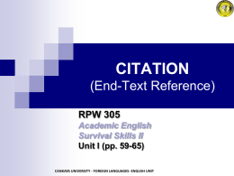 CITATION (End-Text Reference) - Home