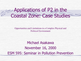 Applications of P2 in Coastal Zone