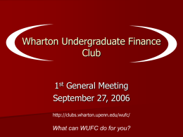 Wharton Undergraduate Finance Club
