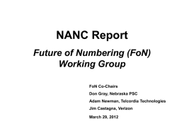 NANC Report Future of Numbering Working Group (FoN)