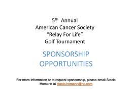 4th Annual American Cancer Society “Relay For Life” Golf