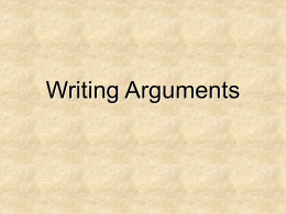 Writing Arguments - South Dade Senior High School